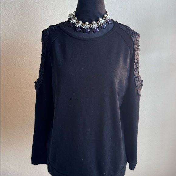 LOFT Black Cold Shoulder Sweatshirt - Picture 3 of 4